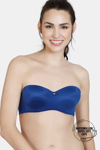 Buy Zivame Marshmallow Padded Wired Low Coverage Strapless Bra - Blue Depth
